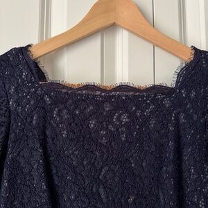 Adrianna Papell Navy Lace Dress Double-back zip